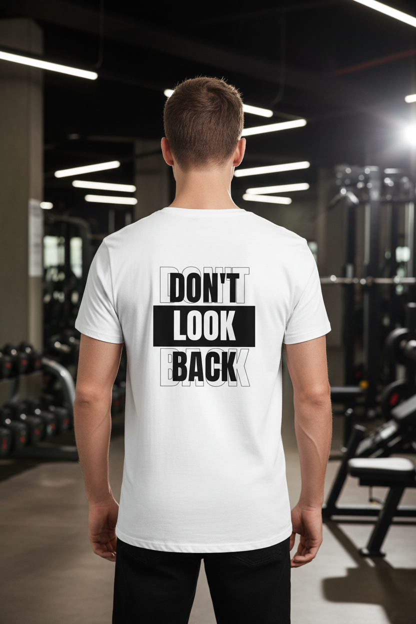 Don't Look Back Tee White - Male Back